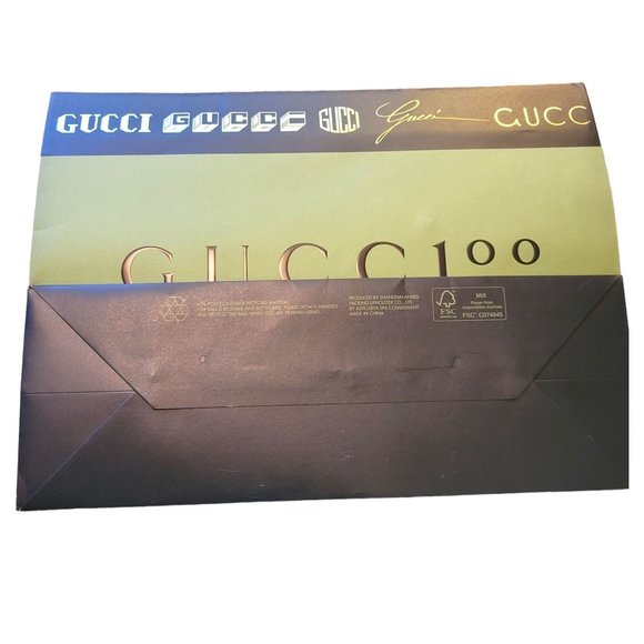 Gucci Shopping Bags Black & White + Gift Ties Set of 7 Reusable Gift Prop VR210 - Picture 6 of 12